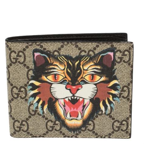 gucci gg supreme angry cat wallet|GUCCI GG Supreme Monogram Angry Cat Zip Around Wallet.